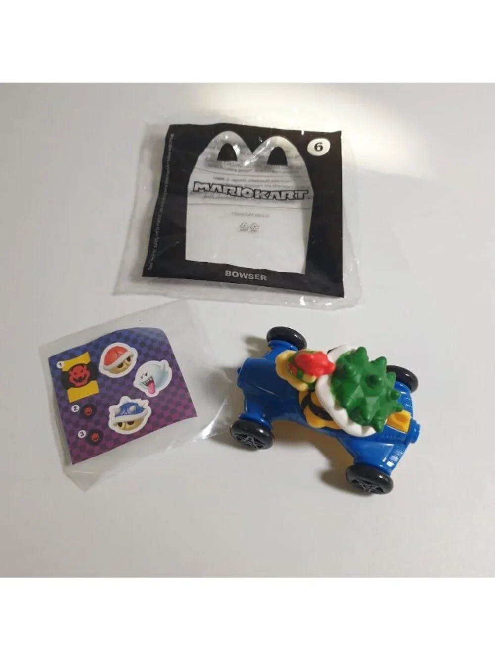 Super Mario Kart Bowser McDonalds 2022 Toy Collectible Blue Car With Stickers
